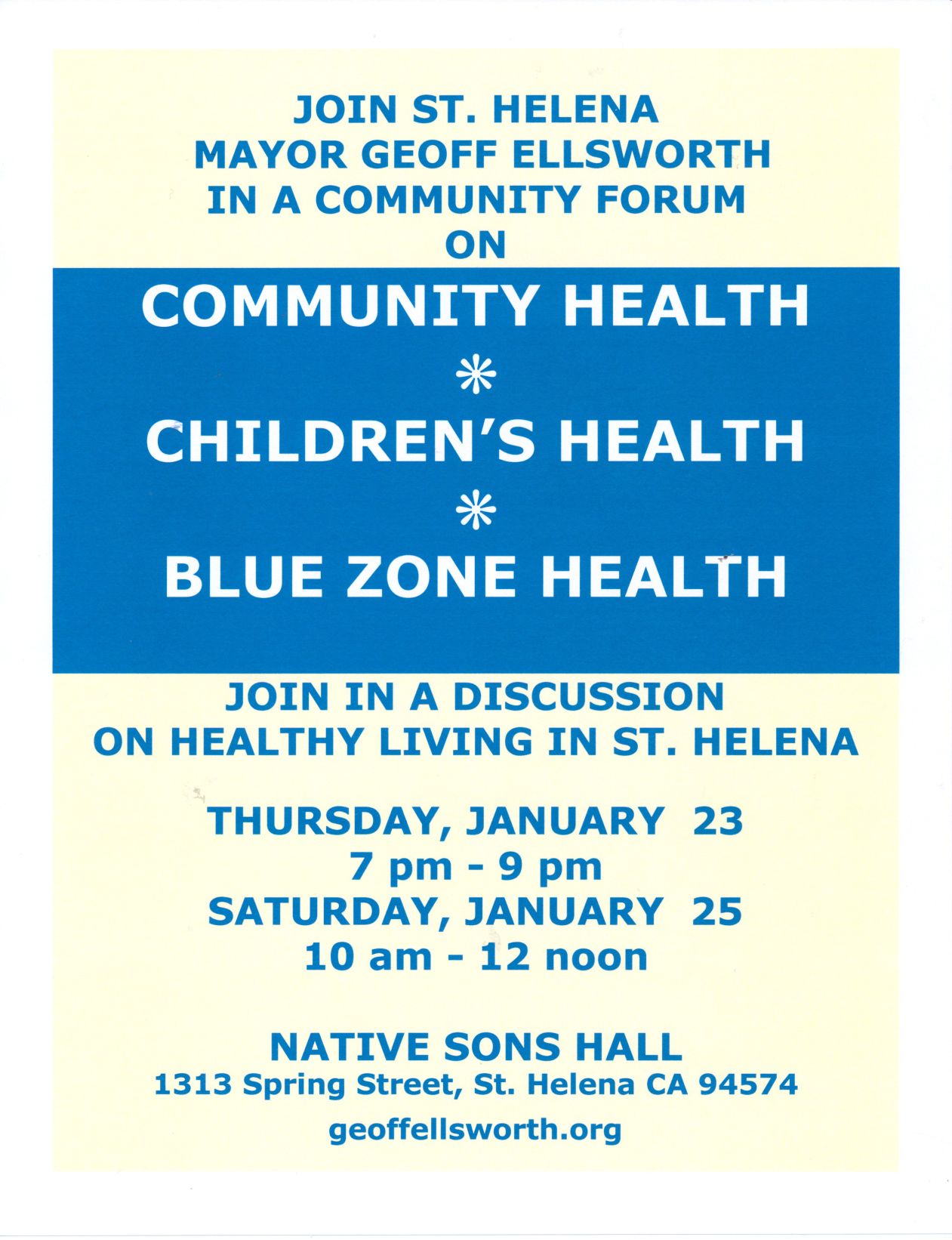 St. Helena Health Forum Flyer